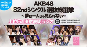 AKB48総選挙上位5名が心境を語る特設チャンネルが「radiko.jp」にオープン