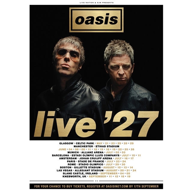 オアシス、2027年に再結成後2度目のワールド・ツアー〈Oasis Live ‘27〉を開催